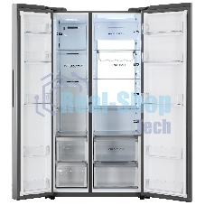 Холодильник Haier HRF-600DM7ERU серебристый двухкамерный 388/210л морозилка сбоку, No Frost, Side by Side