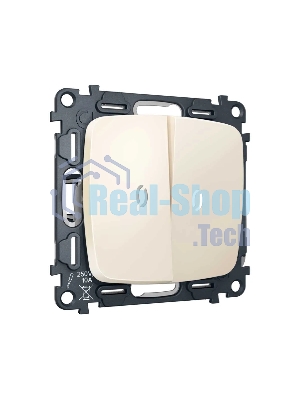 MO324055 Комплект механизма 2-кл выключателя с самовозвратом с подсветкой 5600K OMEGA Бежевый матовый QUANT (OP3240, VM129, G14W)