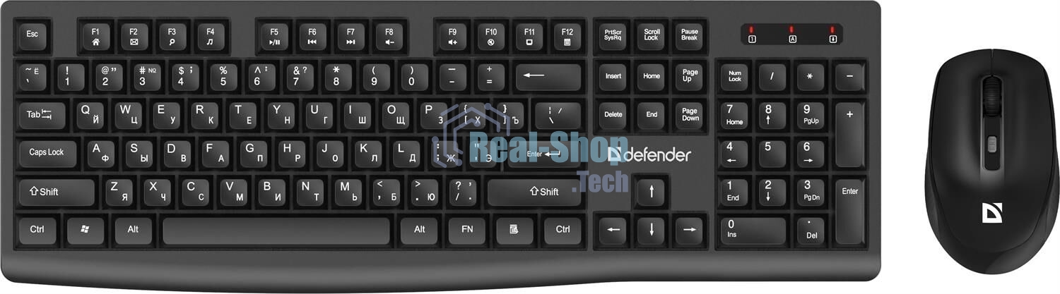 Комплект клавиатура+мышь Defender C-972 беспроводной, USB, 1600 DPI, черный