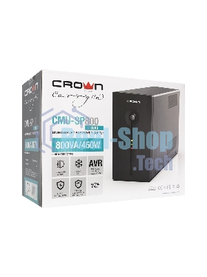 Источник бесперебойного питания Crown CMU-SP800EURO/800 ВА/450 Вт/1 х IEC 320 C13 (компьютерная), 3 х CEE 7 (евророзетка)