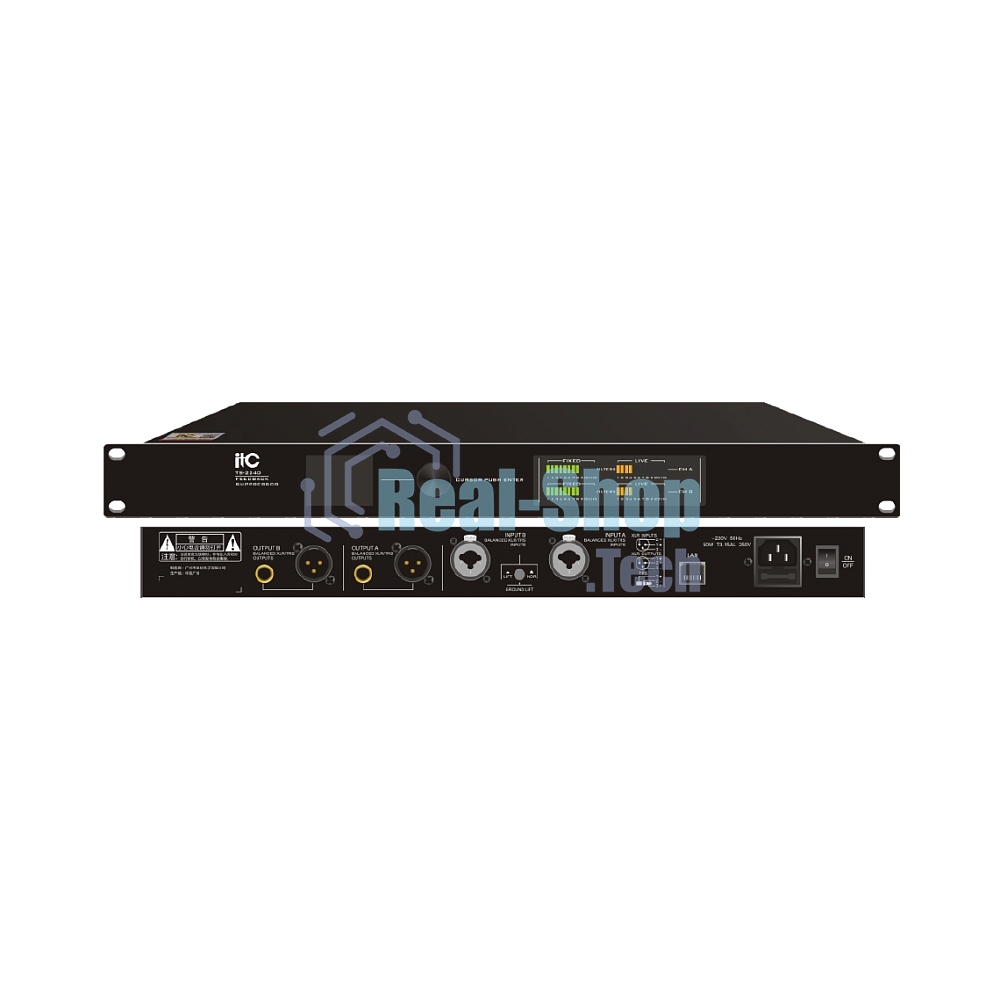 Подавитель обратной связи TS-224D ITC 2 вх. (XLR/1/4 TRS)/2 вых. (XLR/1/4 TRS + TRS), 40-bit DPS. 31 полосный графический/8 полосный параметрический эквалайзеры. 32-bit/48kHz, LED индикация.