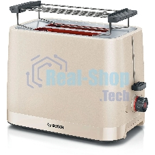 Тостер Bosch TAT3M127 бежевый, 950 Вт, 2 слота