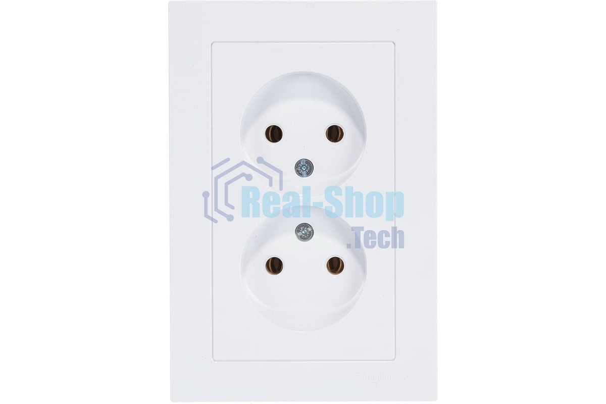 Розетка 2-м AtlasDesign без заземл. 16А в сборе белый SchE ATN000120