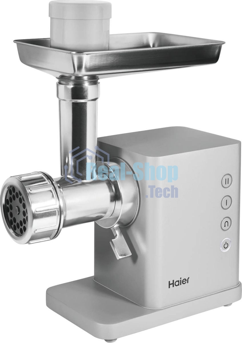 Мясорубка электрическая Haier HG-702 серебристый, 1900 Вт, 3.5 кг/мин, реверс, защита от перегрузки, насадки - 14
