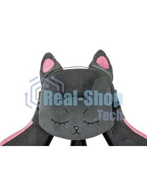 Кресло игровое Knight Kitty/F серый/розовый крестов. пластик подст. для ног