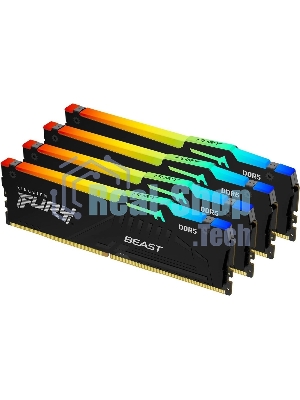 Оперативная память Kingston Fury Beast RGB, DDR5, 64Gb (4x16 GB), 6000 MHz, CL40, радиатор, RGB, черный