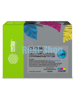 Картридж струйный Cactus CS-C9363 №134 цветной (18 мл.) для HP DJ 460series/5740/5743/5793/5940/5943/6540/6543/6620/6623