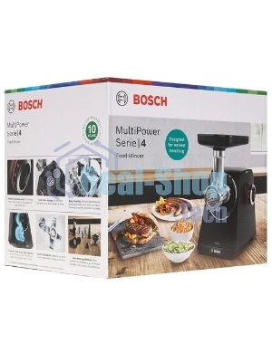Мясорубка электрическая Bosch MFWS440B черный, 1900 Вт, 2.5 кг/мин, реверс, защита от перегрузки, насадки - 7