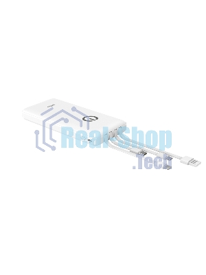 Портативный аккумулятор Powerbank Perfeo ABSOLUTE 10000mah In Micro usb,USB/Out USB,Micro usb,Type-C,Lightning, 2.1А/белый (PF_B4879)
