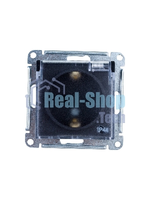 Механизм розетки 1-м СП AtlasDesign Aqua 16А IP44 с заземл. защ. шторки с прозрачной крышкой карбон SchE ATN441046
