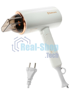 Фен SAKURA SA-4043W белый, 2000 Вт, компактный