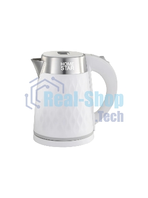 Чайник электрический Homestar HS-1021, 1500 Вт, 1.7 л, нержавейка+пластик, белый, двойной корпус