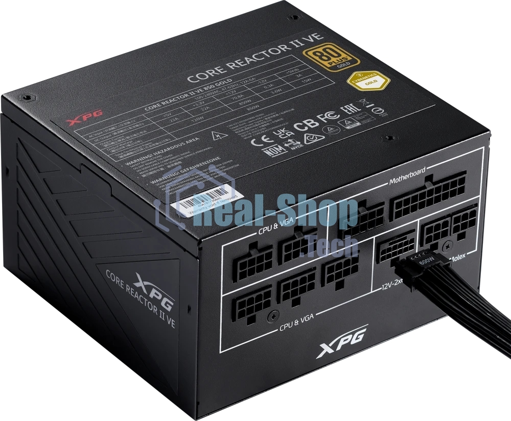 Блок питания ADATA XPG COREREACTORIIVE850G-BKCEU, 850Вт, 80 PLUS Gold, 120мм, модульный, черный