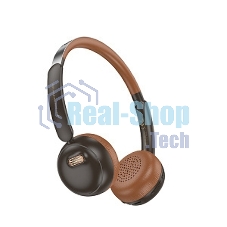 Беспроводные/проводные наушники Hoco W62 коричневый, полноразмерные, Bluetooth + проводной, складная конструкция, до 20 ч.