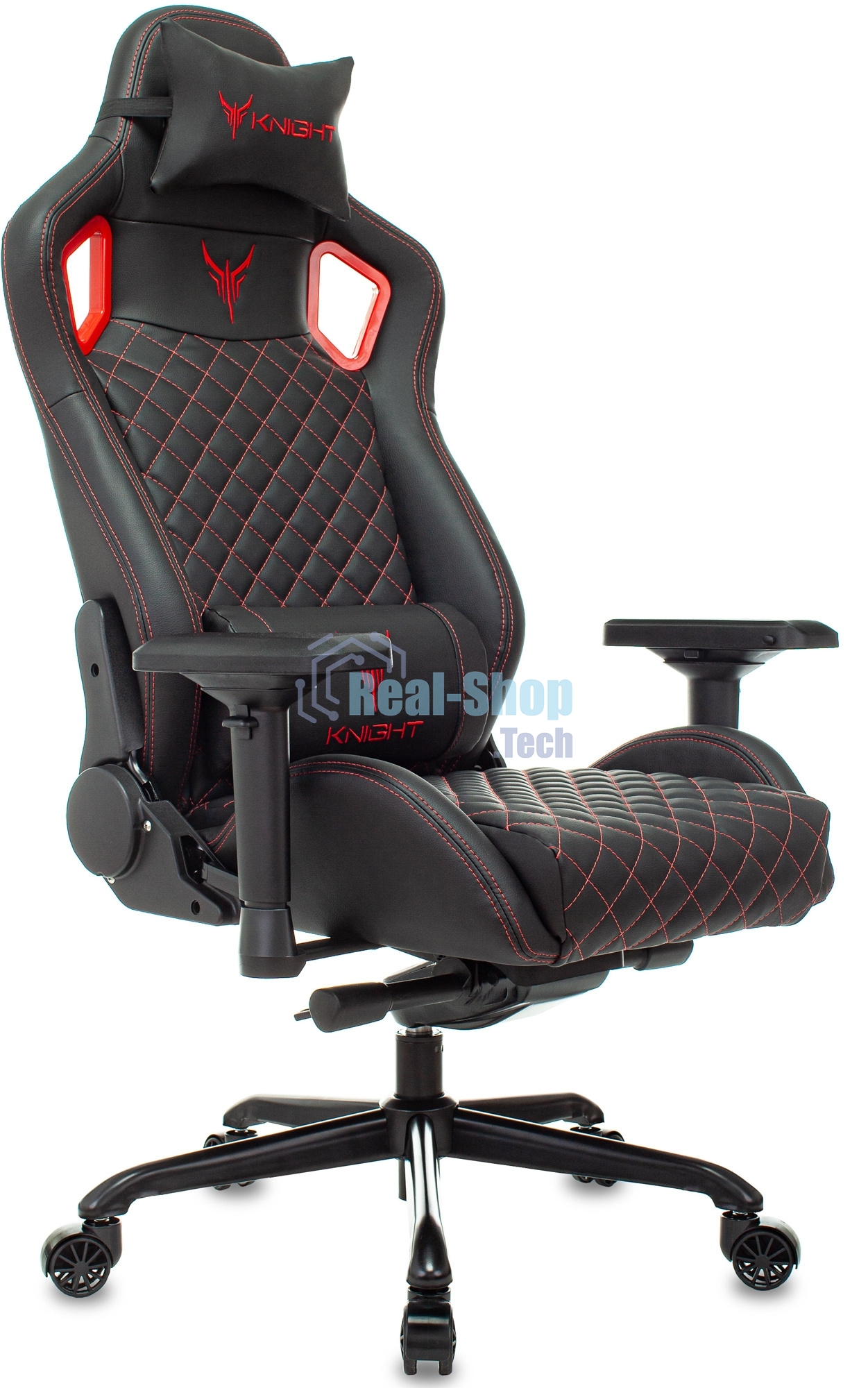Кресло игровое Knight TITAN черный/красный ромбик эко.кожа с подголов. крестовина металл