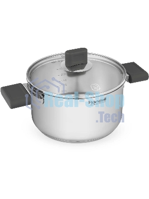 Кастрюля Rondell Quadro RDS-1596, 3.1 л, 20 см, с крышкой, сталь