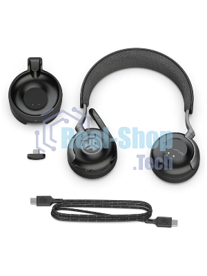 Гарнитура JLab Epic Work ANC Wireless Duo with Stand чёрный, беспроводная, Bluetooth/радиоканал/USB-C, ANC (шумоподавление), до 9 м, в комплекте подставка
