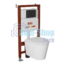 Комплект BAU 6 в 1: инсталляция BAU PRO, унитаз подвесной торнадо Bau Nimb Hurricane-3, сиденье дюропласт микролифт, клавиша BAU Stil, черный матовый