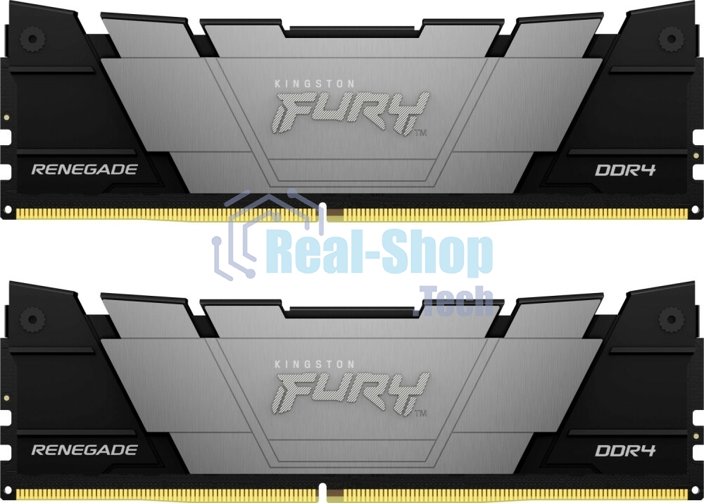 Оперативная память Kingston Fury Renegade, DDR4, 16GB (2x8GB), 3200MHz, CL16, DIMM, с радиатором, серый/черный
