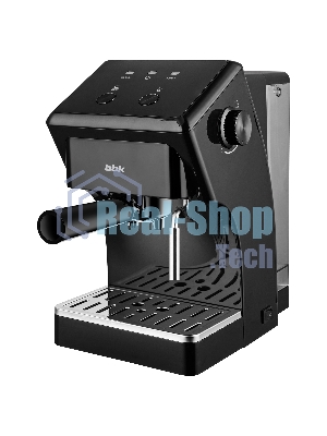 Кофеварка рожковая BBK CM1502 черный, исп. кофе - молотый, 1,5 л, 1050 Вт, 15 Бар