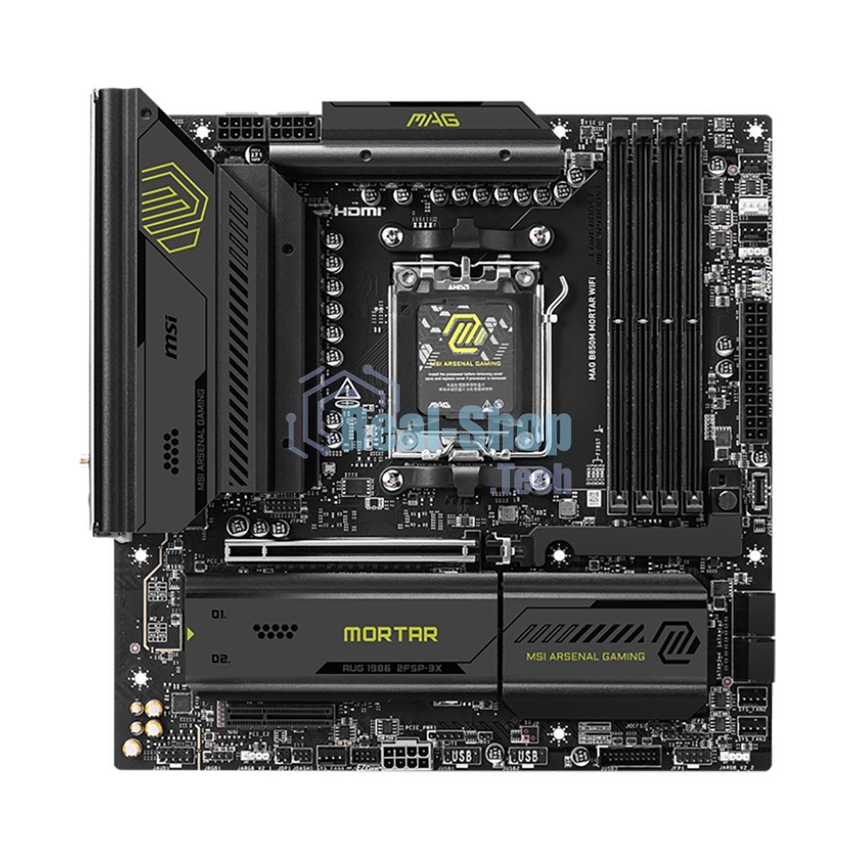 Материнская плата MSI MAG B850M MORTAR WIFI, AM5, AMD B850, 4xDDR5, 4xSATA, 3xM.2, 1xPCIe 5.0 x16, 1xPCIe 4.0 x4, 1xHDMI, 1x5Gb LAN, Wi-Fi 7, Bluetooth 5.4, 1xUSB-C 40Gbps, 1xUSB-C 20Gbps, 5xUSB-A 10Gbps, 2xUSB-A 5Gbps, 4xUSB-A 2.0, 1xS/PDIF, 2x3.5 мм, 7.1, mATX