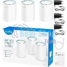 Бесшовный Mesh роутер Cudy M1500 (M1500(3-PACK)) AX1500 10/100/1000BASE-TX (упак.:3шт)