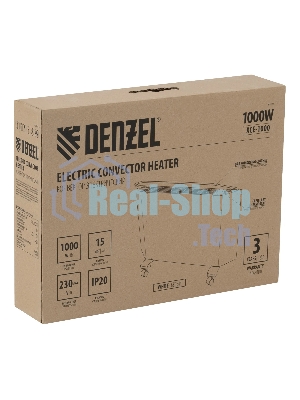 Конвектор электрический Denzel XCE-1000 белый, 1000 Вт, 15 м2, термостат