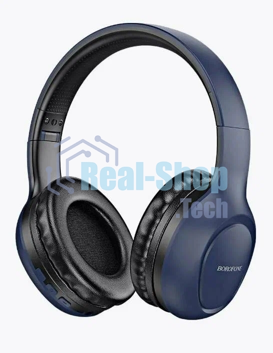 Беспроводные/проводные наушники Borofone BO19 Musique голубой, накладные, Bluetooth + проводной, складная конструкция, до 20 ч