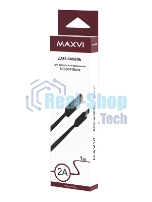 Кабель Maxvi MC-01F black USB-A - microUSB, 2A Плоский кабель, ток макс. нагрузки 2А, макс. напряжение 5V; стандарт USB 2.0; длина 1м, материал PVC, черный