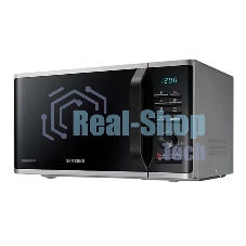 Микроволновая печь Samsung MG23K3515AS/BW серебристый/черный, 23 л, 800 Вт, переключатели - кнопки, поворотный механизм