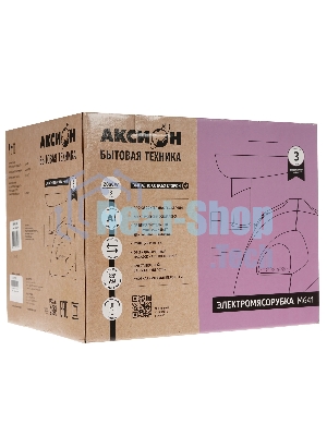 Мясорубка электрическая Аксион М641.04 белый, 2000 Вт, 3.0 кг/мин, реверс, защита от перегрузки, насадки - 6