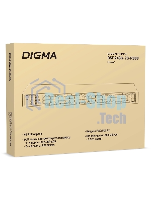 Коммутатор Digma DSP248G-2S-R800 V1, 48×1 Гбит/с + 2×1 Гбит/с SFP, неуправляемый