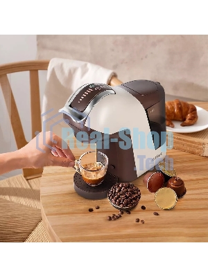 Кофеварка капсульная Kitfort КТ-7448 коричневый/бежевый, исп. кофе - капсулы/молотый, 1 л, 1400 Вт, 19 Бар.