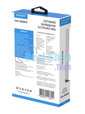 Сетевое зарядное устройство Maxvi CHL-602PD 30W, 6A, QC 3.0, 1xUSB-A, 1xUSB-C, белый
