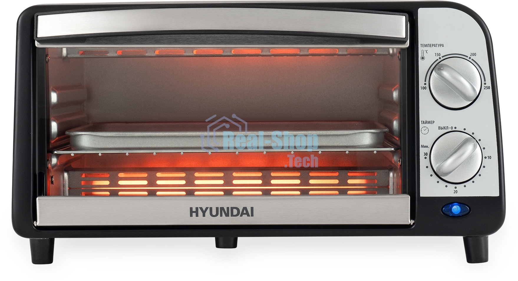 Мини-печь Hyundai MIO-HY071 9 л, 800 Вт, серебристый
