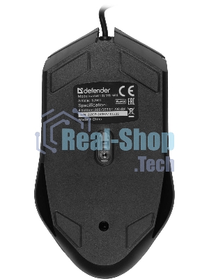 Мышь проводная Defender Hit MB-601 черный, 1200 dpi, USB, кнопки - 4