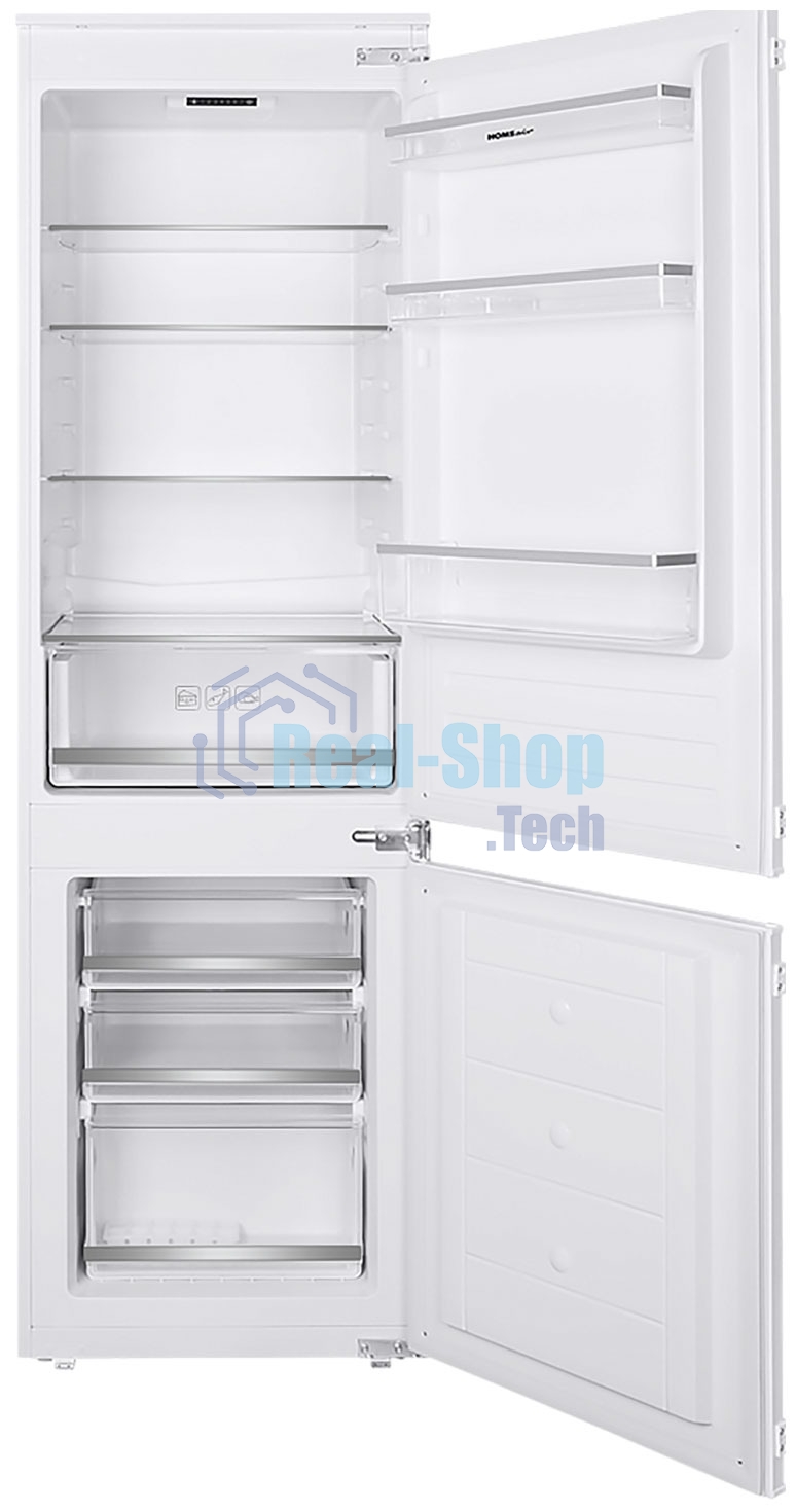 Встраиваемый холодильник HOMSair FB177SW Inverter белый, двухкамерный, 195/75л, морозилка снизу, капельная система