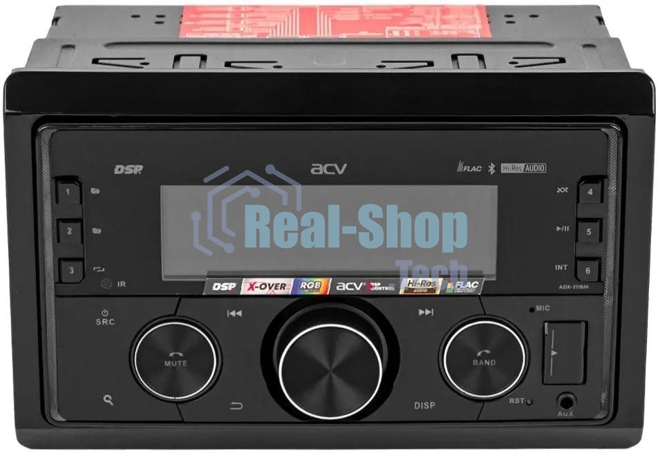 Автомагнитола ACV ADX-211BM, 2 DIN, Bluetooth, USB Type-A, AUX, пульт ДУ