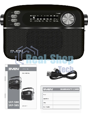 Радиоприемник SVEN SRP-505 (4 Вт, FM/AM/SW, USB, SD/microSD, Bluetooth, 1200 мА·ч)черный