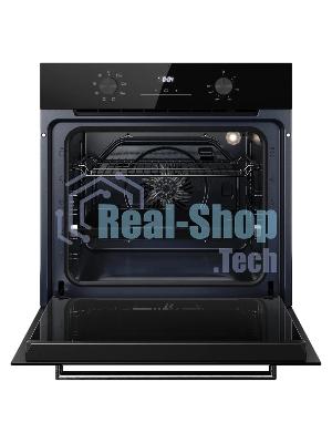 Духовой шкаф Kuppersberg HO 608 X Line, High-Tech, 78 л, цвет черный, цвет фурнитуры нержавеющая сталь, поворотное управление, дисплей, таймер, 8 режимов, макс. температура 310 градусов, телескопические направляющие (на 1 уровень)