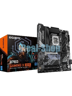 Материнская плата Gigabyte B760 GAMING X GEN5, LGA1700, Intel B760, 4xDDR5, 4xSATA, 3xM.2, 1xPCIe 5.0 x16, 2xPCIe 3.0 x1, 1xHDMI, 1xDP, 1x2.5Gb LAN, 1xUSB-C 5Gbps, 1xUSB-A 10Gbps, 1xUSB-A 5Gbps, 5xUSB-A 2.0, 6x3.5 мм, 7.1, ATX