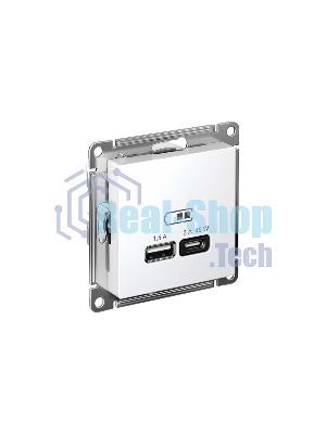 Розетка USB AtlasDesign тип A+C 45Вт QC PD высокоскор. ЗУ механизм бел. SE ATN000129