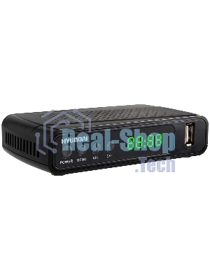 Приставка для цифрового ТВ Hyundai H-DVB520 черный, DVB-T2, DVB-T, DVB-C, HDMI, USB 2.0 х2