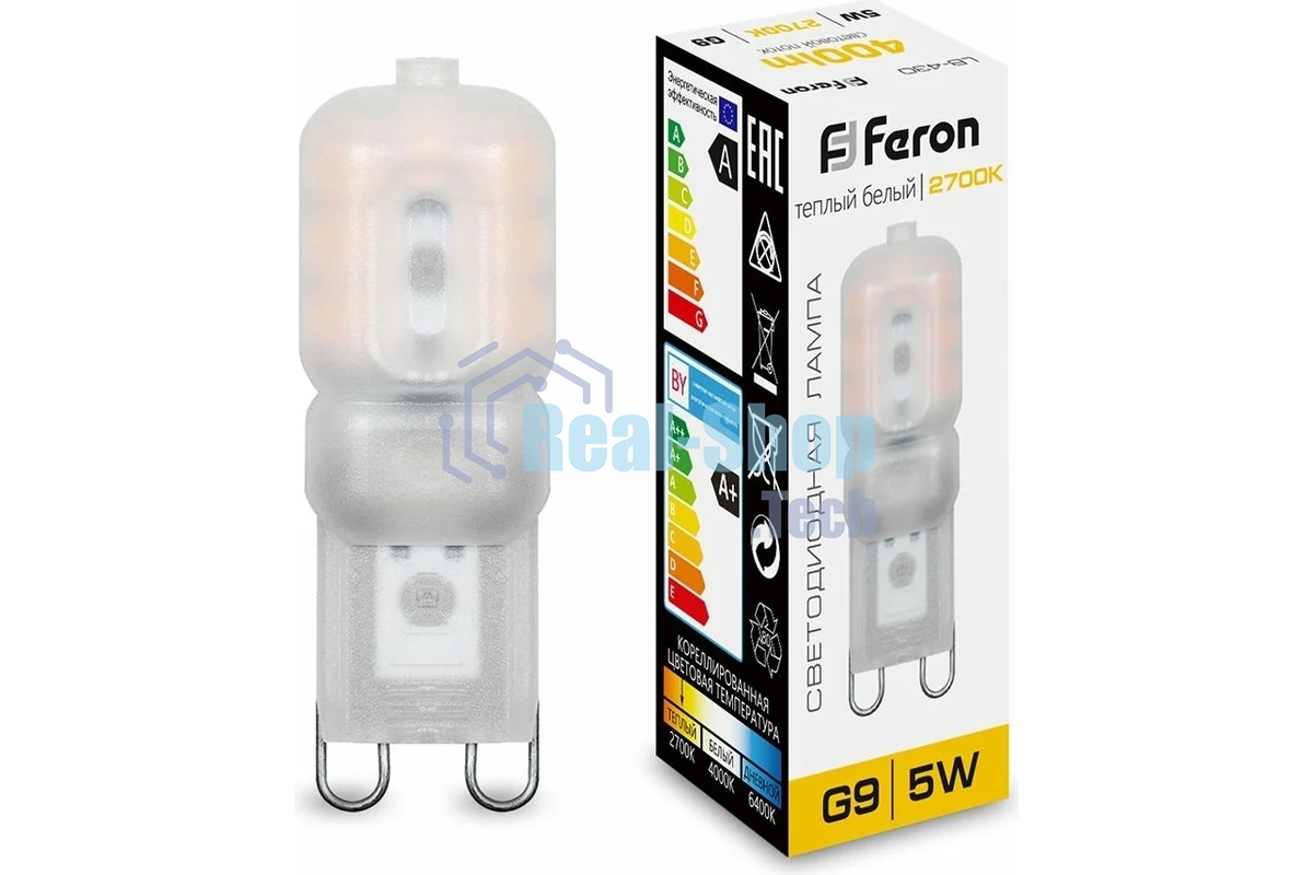 Лампа светодиодная Feron LB-430 5W 230V G9 2700K