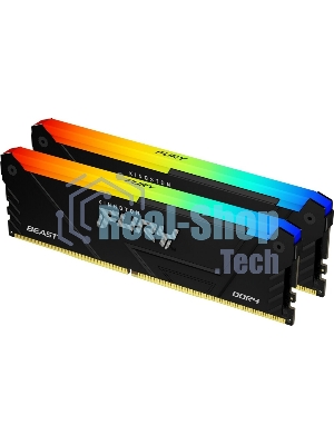 Оперативная память Kingston Fury Beast, DDR4, 32GB (2x16GB), 3600MHz, CL18, DIMM, с радиатором, RGB, черный