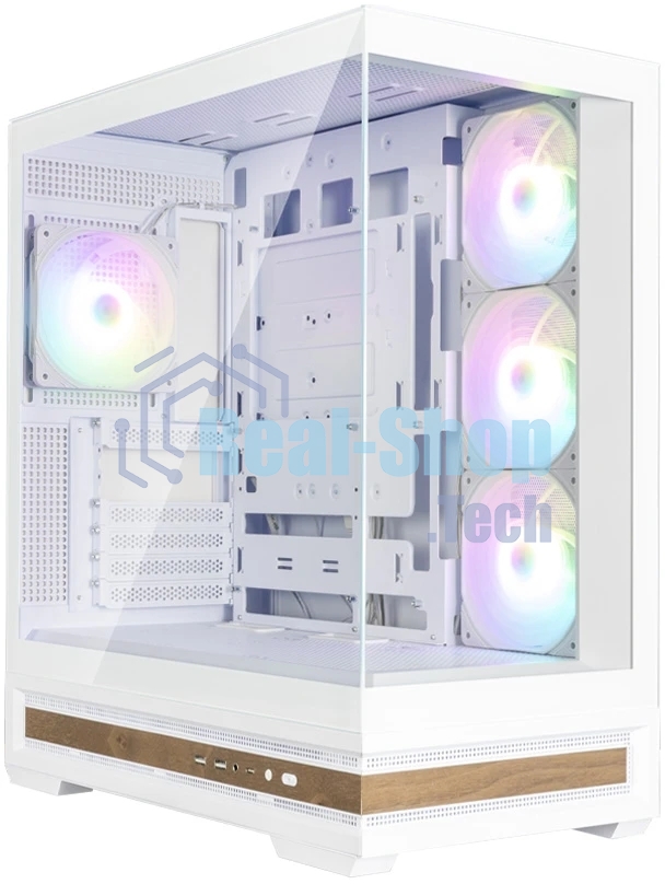 Компьютерный корпус ZALMAN P40 NAMU, ATX, белый, WINDOW, WOODEN ELEMENTS, 2xCombo(2.5” or 3.5”), 1xUSB TYPE-C, 2xUSB 3.0, SIDE 3x120мм ARGB, REAR 1x120мм ARGB