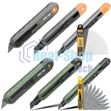 Набор технических ножей Home Series Green Deli HT4003L (ножи 9мм+18мм+Т-образный), эксклюзивный дизайн, корпус из высококачественного софттач пластика