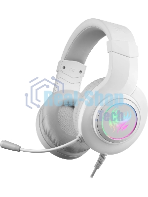 Гарнитура Defender Ghost LED белый, проводная, USB / 2 x mini jack 3.5 мм, подсветка