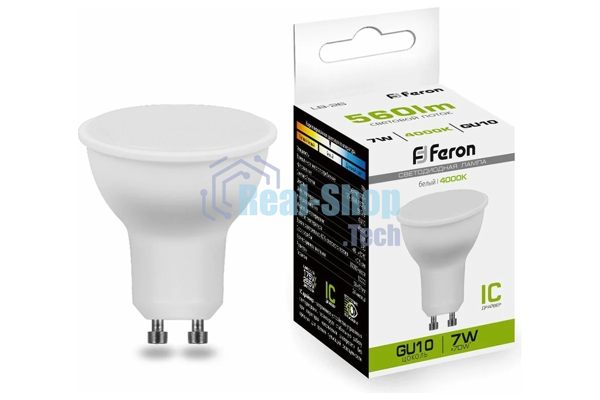 Лампа светодиодная Feron LB-26 80LED 7W 230V GU10 4000K