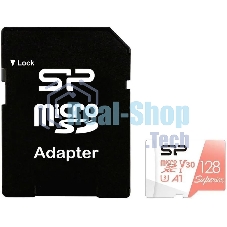 Флеш карта microSD 128Gb Silicon Power Superior A1 microSDXC Class 10 UHS-I U3 100/80 Mb/s (SD адаптер)